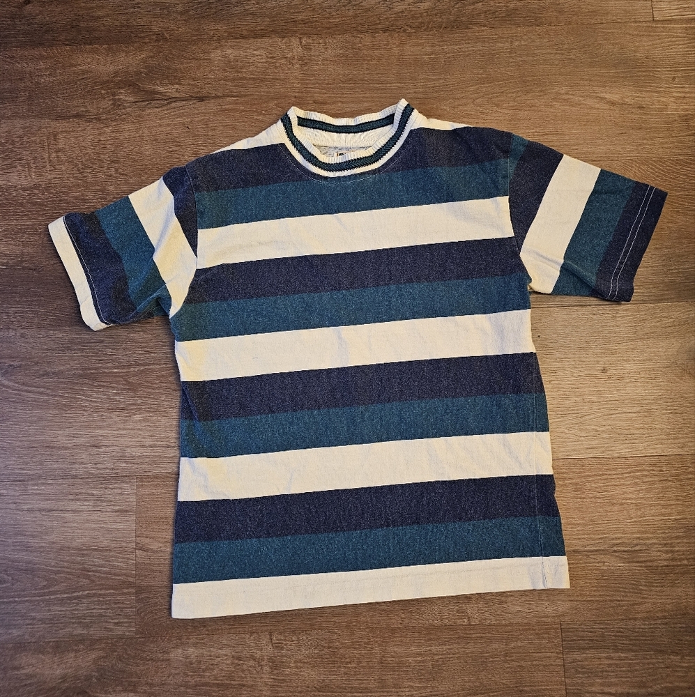 Rare vintage 80s 90s Tomato brand boys M striped green and white shirt